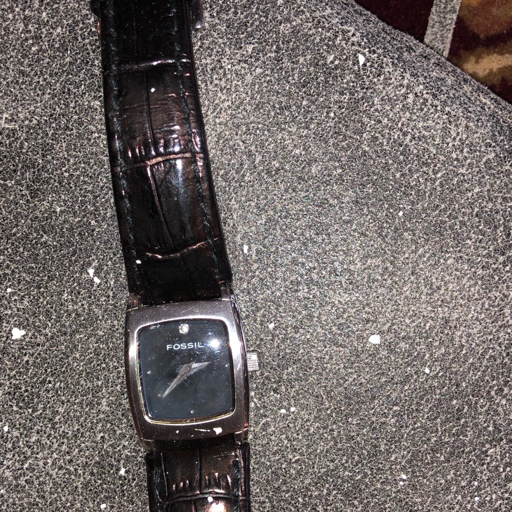 Black Leather Crocodile Fossil Watch